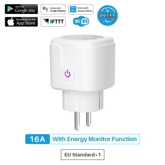 16A Zigbee / WiFi Smart Plug Socket With Power Energy Monitor EU Multi Plug