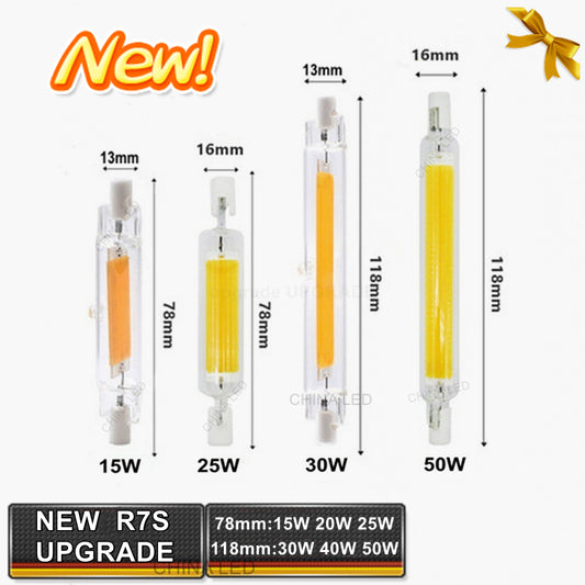 High Power LED Glass Tube COB Light Bulb Home Replace Halogen Lamp