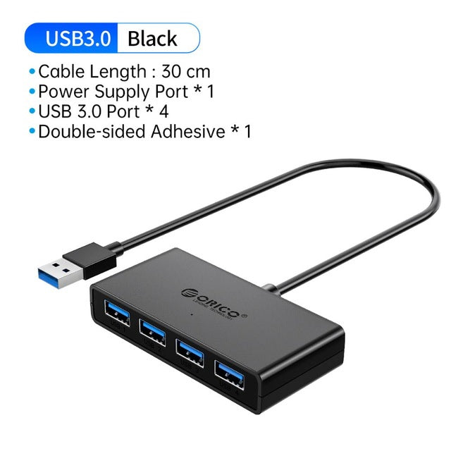 USB HUB 4 Port USB 3.0 Splitter With Micro USB Power Port Multiple High Speed OTG Adapter