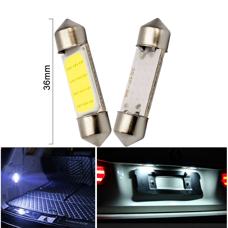 1x LED COB Festoon 12V White bulbs for cars License plate Interior Reading Light 6500K 12SMD