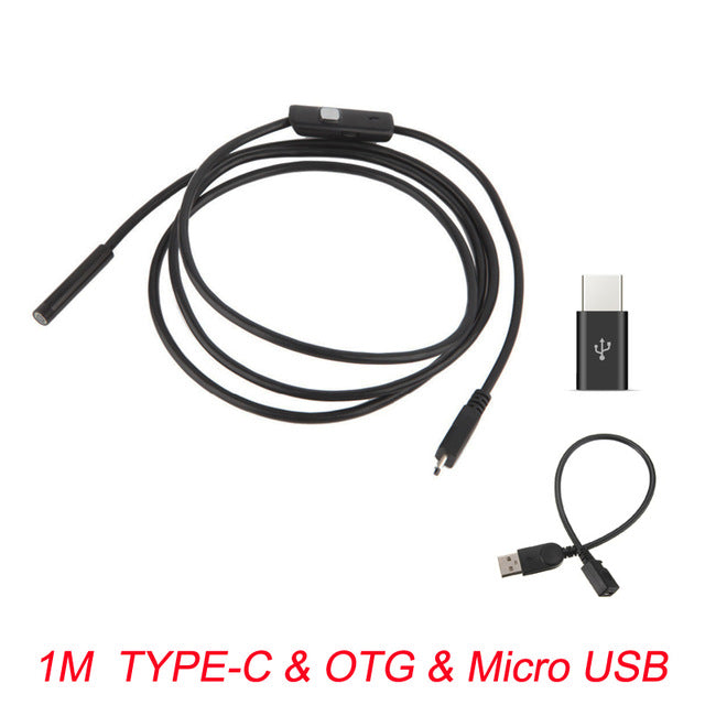 7mm Endoscope Camera Flexible IP67 Waterproof Micro USB Inspection Borescope Camera