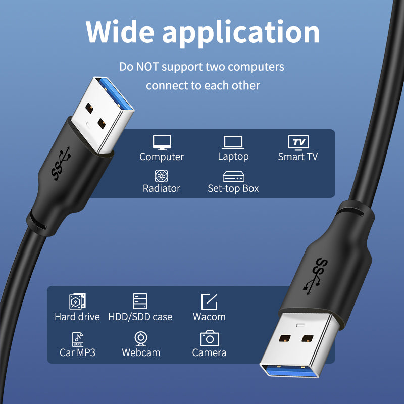 CABLETIME USB to USB A Male Cable 5Gbps USB A Male USB Extender for Radiator HardDisk