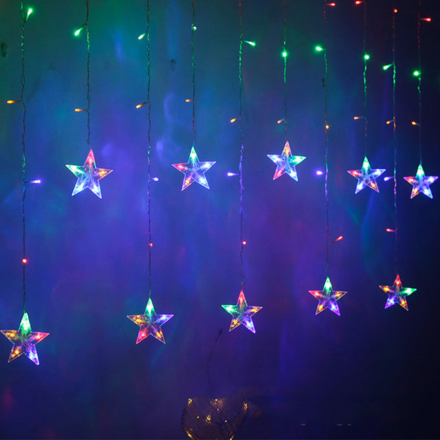 LED Deer Star Moon Curtain Light Christmas Garland String Fairy Lights Outdoor For Home Decor