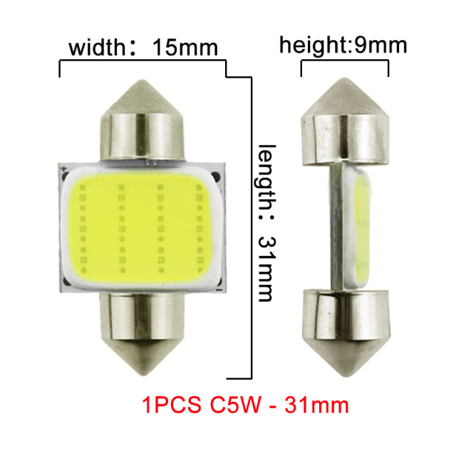 1x LED COB Festoon 12V White bulbs for cars License plate Interior Reading Light 6500K 12SMD