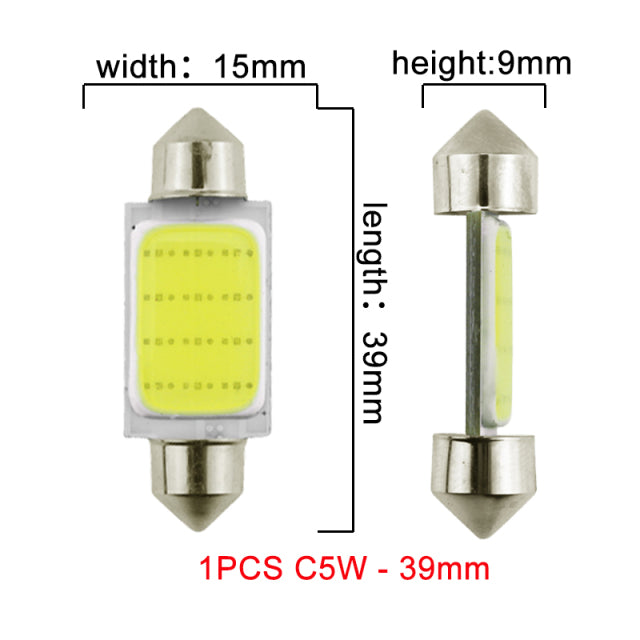 1x LED COB Festoon 12V White bulbs for cars License plate Interior Reading Light 6500K 12SMD