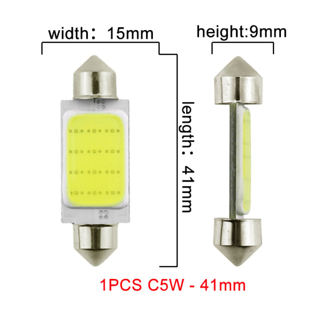 1x LED COB Festoon 12V White bulbs for cars License plate Interior Reading Light 6500K 12SMD