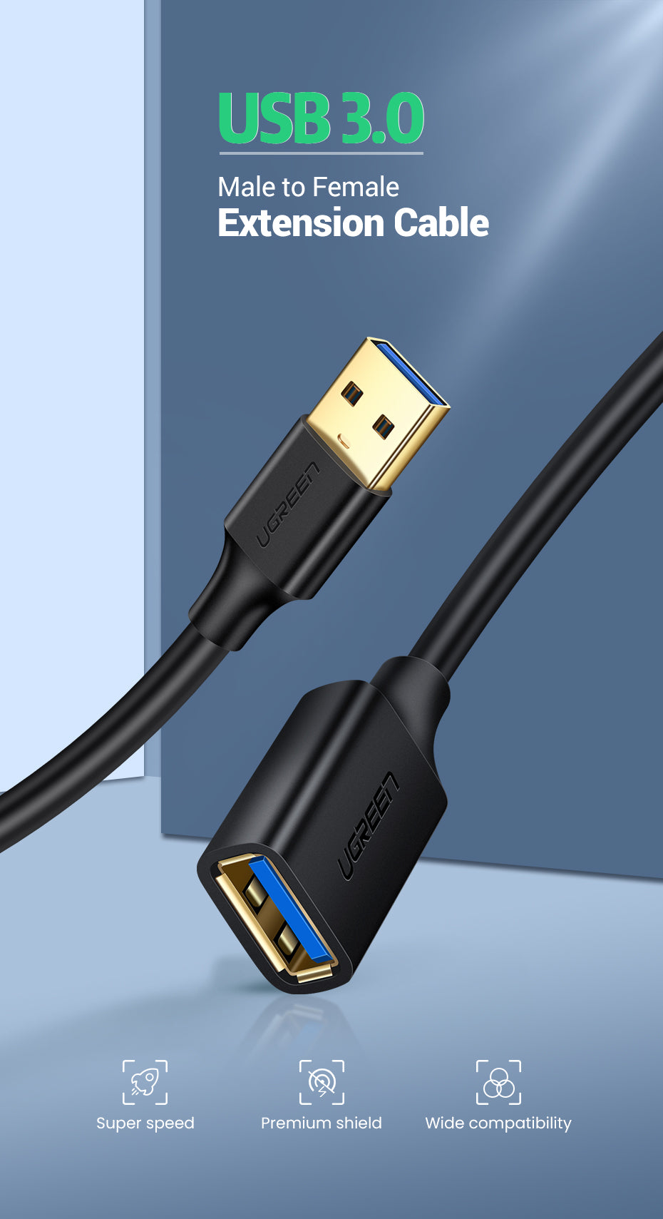 USB Extension Cable USB Cable One SSD USB 3.0 2.0 Extender Cord Mini Fast Speed Cable