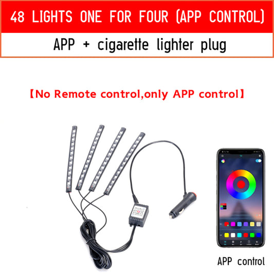 Led Car Foot Ambient Light With USB Cigarette Lighter Backlight Music Control App RGB Auto