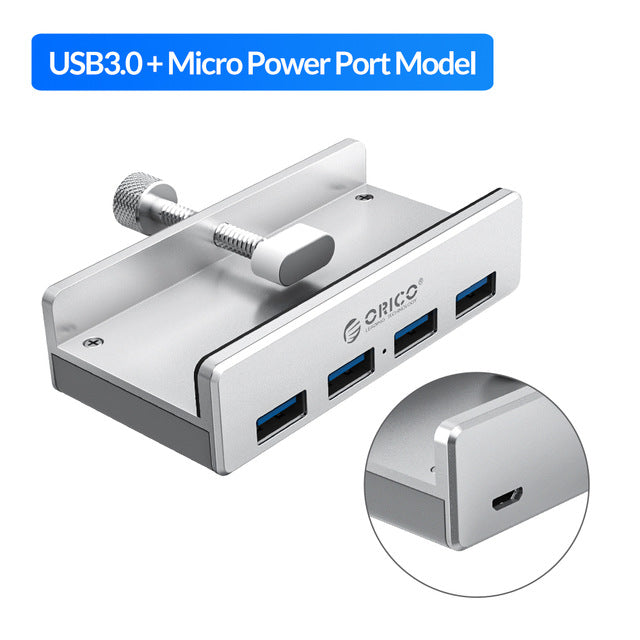 Clip-type USB 3.0 HUB Aluminum External Multi 4 Ports USB Splitter Adapter Computer Accessories