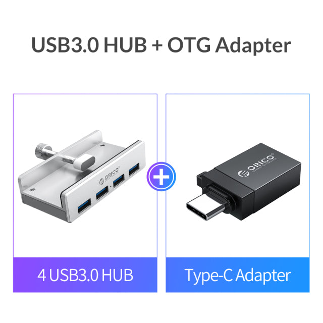 Clip-type USB 3.0 HUB Aluminum External Multi 4 Ports USB Splitter Adapter Computer Accessories