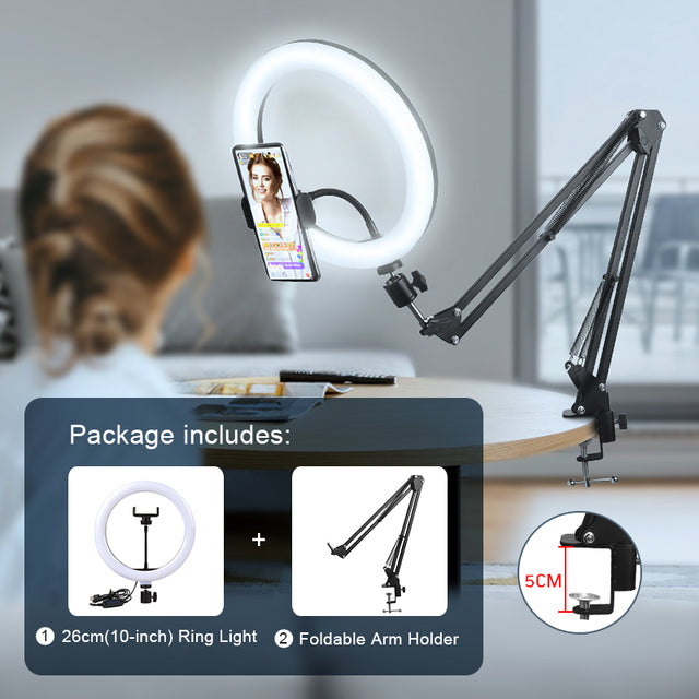 Selfie Ring Light Photography Led Rim Of Lamp With Mobile Holder Support Tripod Stand