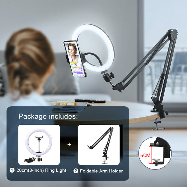 Selfie Ring Light Photography Led Rim Of Lamp With Mobile Holder Support Tripod Stand