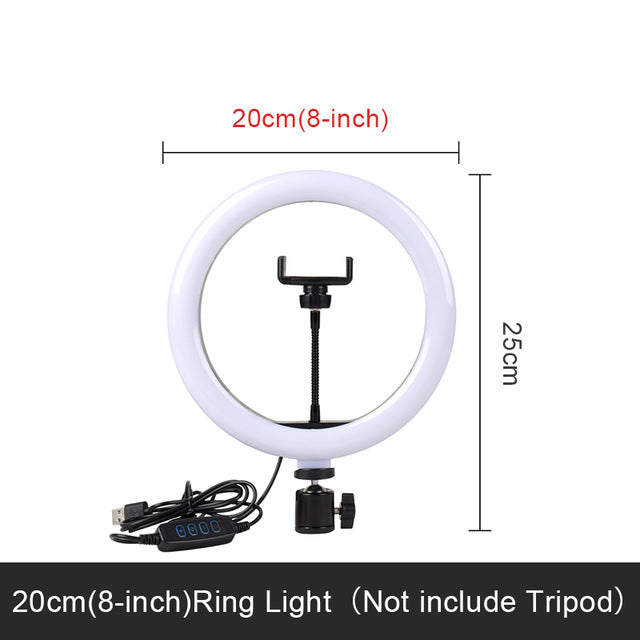 Selfie Ring Light Photography Led Rim Of Lamp With Mobile Holder Support Tripod Stand