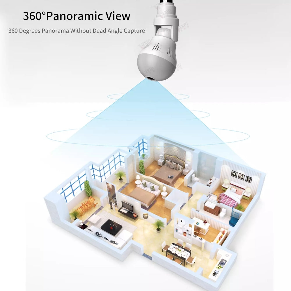 360 Wifi Panorama Camera Bulb 3MP Panoramic Night Vision Two way audio Home security