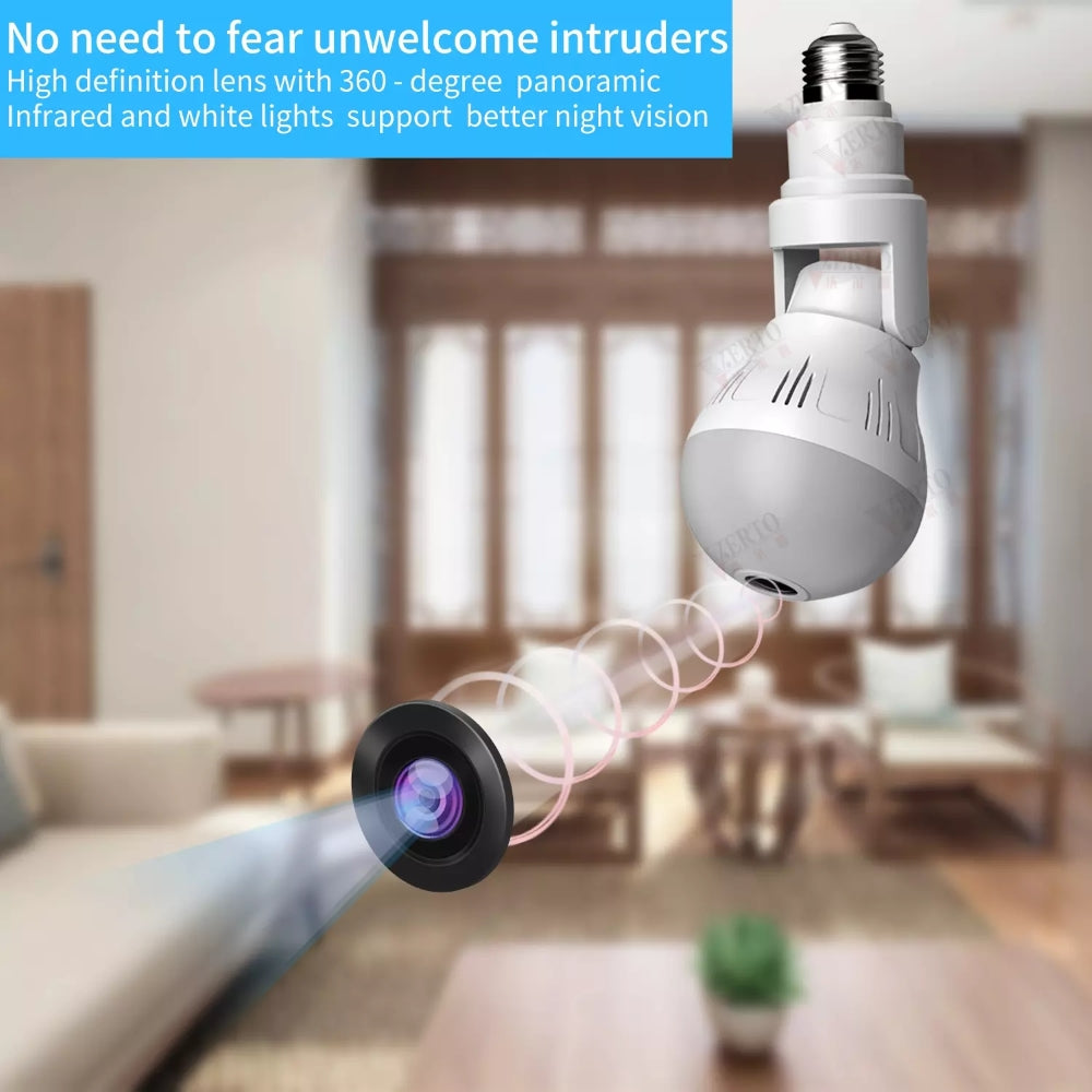 360 Wifi Panorama Camera Bulb 3MP Panoramic Night Vision Two way audio Home security