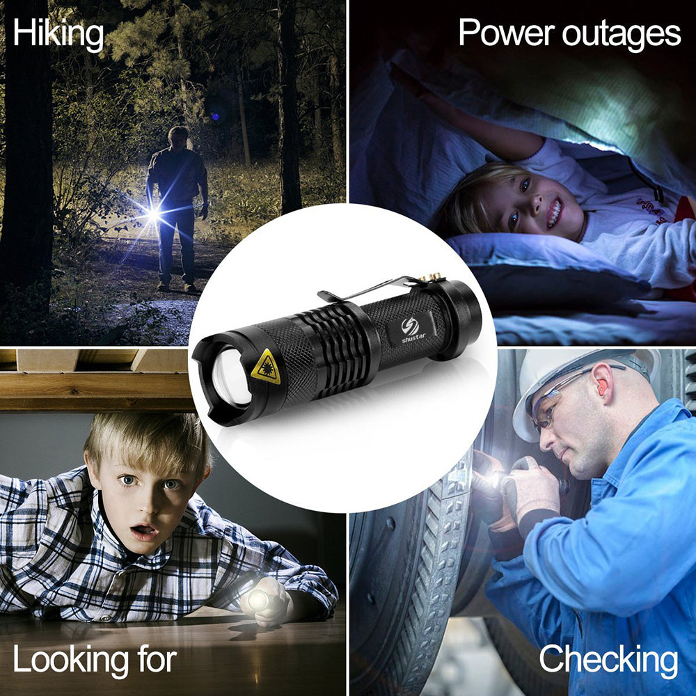 Mini Rechargeable LED Flashlight Use XPE + COB lamp beads 100 meters lighting