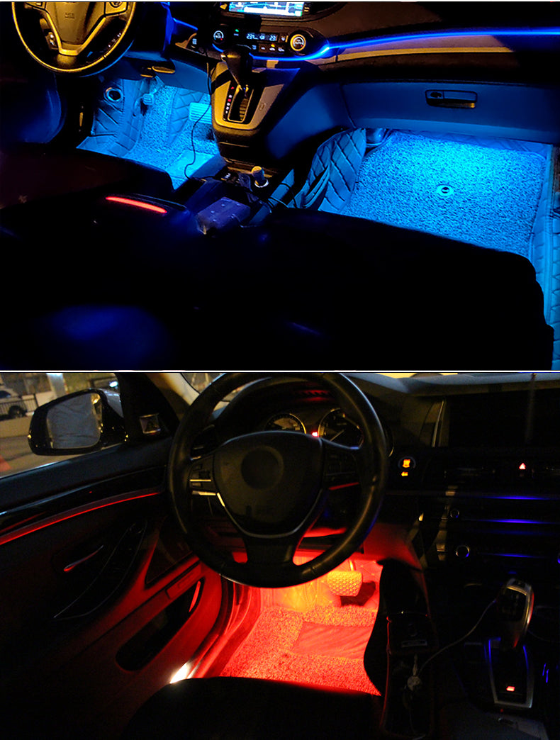 Led Car Foot Ambient Light With USB Cigarette Lighter Backlight Music Control App RGB Auto