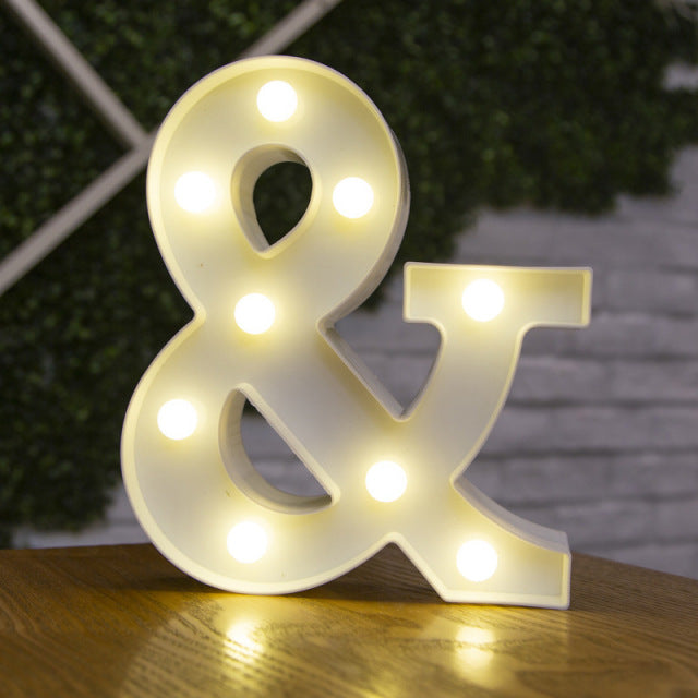 Alphabet Letter LED Lights Luminous Number Lamp Decor  Battery Night Light for home Wedding Birthday Christmas party Decoration