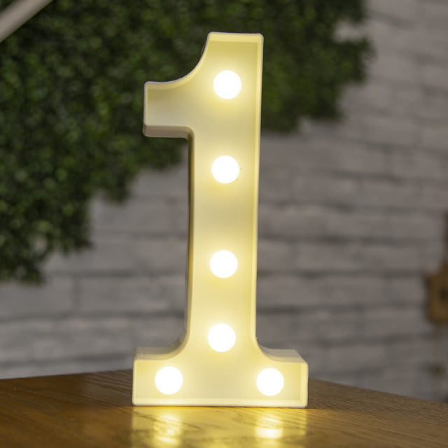 Alphabet Letter LED Lights Luminous Number Lamp Decor  Battery Night Light for home Wedding Birthday Christmas party Decoration