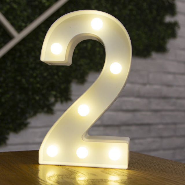 Alphabet Letter LED Lights Luminous Number Lamp Decor  Battery Night Light for home Wedding Birthday Christmas party Decoration