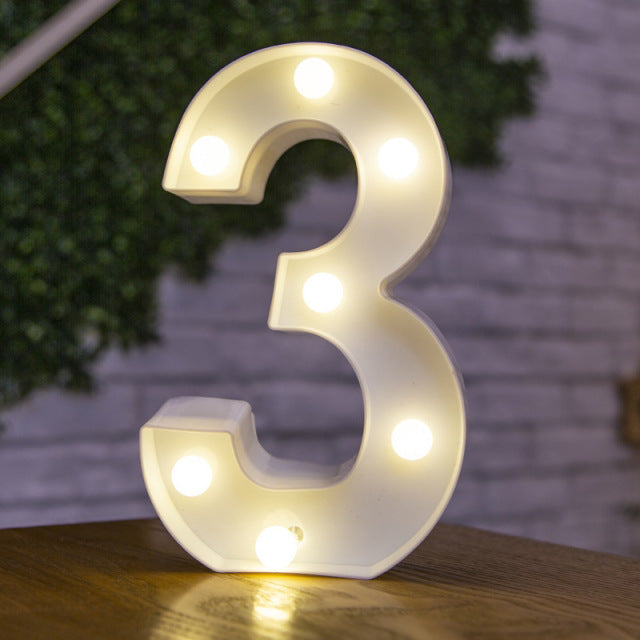 Alphabet Letter LED Lights Luminous Number Lamp Decor  Battery Night Light for home Wedding Birthday Christmas party Decoration