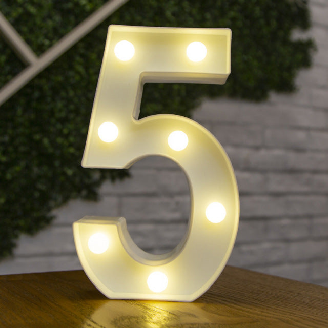 Alphabet Letter LED Lights Luminous Number Lamp Decor  Battery Night Light for home Wedding Birthday Christmas party Decoration