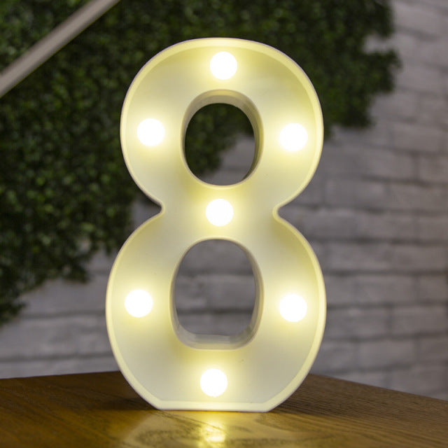 Alphabet Letter LED Lights Luminous Number Lamp Decor  Battery Night Light for home Wedding Birthday Christmas party Decoration