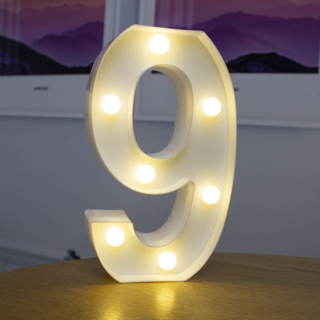 Alphabet Letter LED Lights Luminous Number Lamp Decor  Battery Night Light for home Wedding Birthday Christmas party Decoration