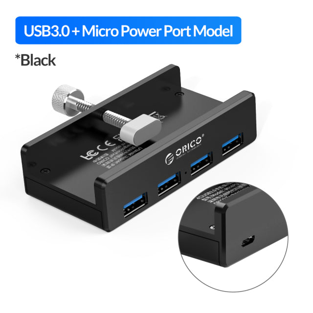 Clip-type USB 3.0 HUB Aluminum External Multi 4 Ports USB Splitter Adapter Computer Accessories