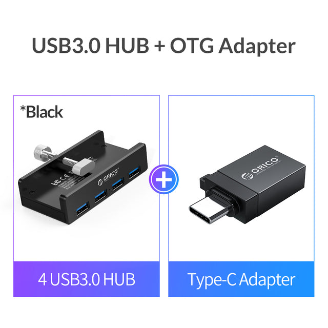 Clip-type USB 3.0 HUB Aluminum External Multi 4 Ports USB Splitter Adapter Computer Accessories