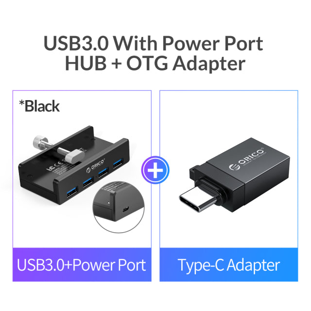 Clip-type USB 3.0 HUB Aluminum External Multi 4 Ports USB Splitter Adapter Computer Accessories