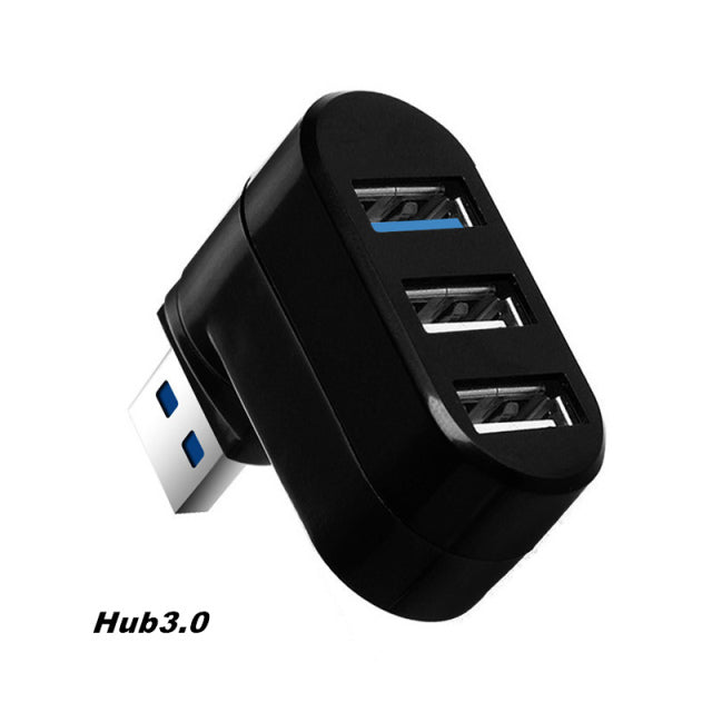 USB Hub 3.0 Adapter Rotate High Speed U Disk Reader Splitter 3 Ports USB 2.0