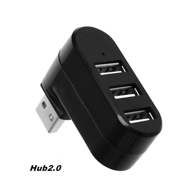 USB Hub 3.0 Adapter Rotate High Speed U Disk Reader Splitter 3 Ports USB 2.0