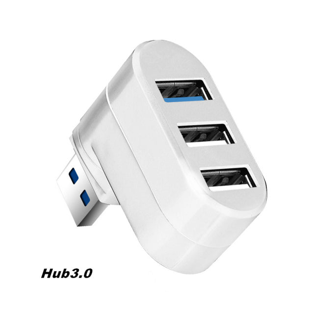 USB Hub 3.0 Adapter Rotate High Speed U Disk Reader Splitter 3 Ports USB 2.0