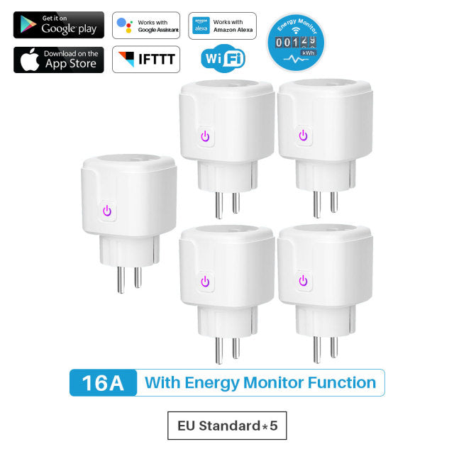 16A Zigbee / WiFi Smart Plug Socket With Power Energy Monitor EU Multi Plug