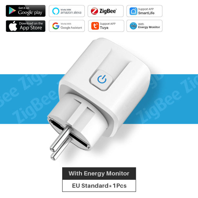 16A Zigbee / WiFi Smart Plug Socket With Power Energy Monitor EU Multi Plug