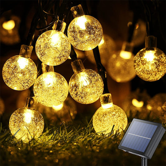 Solar String Lights Outdoor Led Crystal Globe Lights