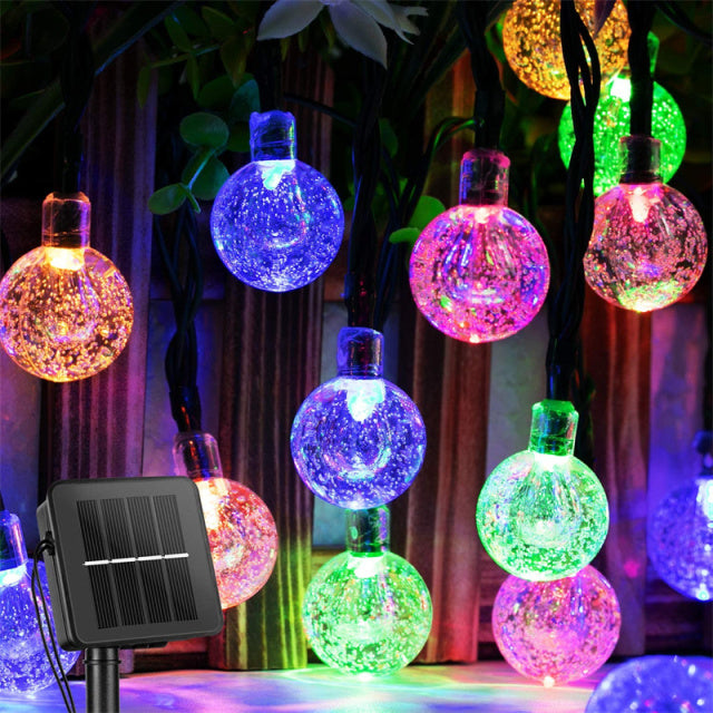 Solar String Lights Outdoor Led Crystal Globe Lights