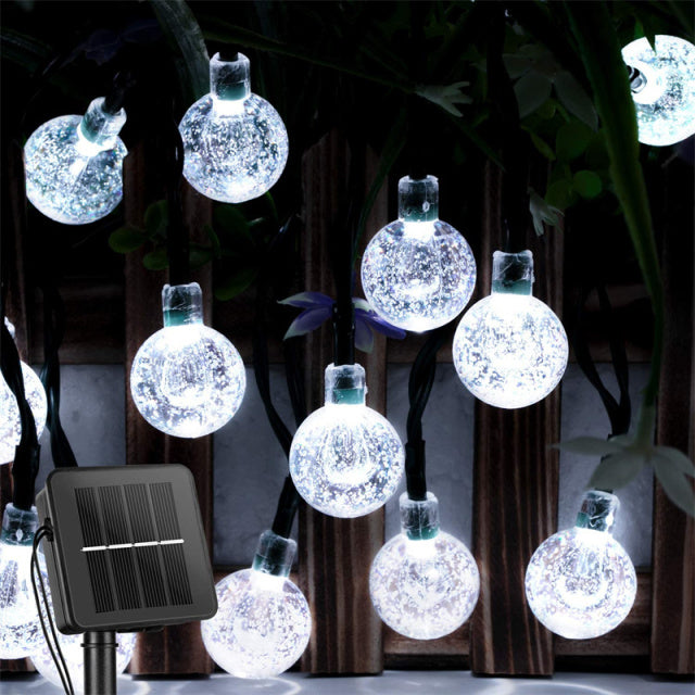 Solar String Lights Outdoor Led Crystal Globe Lights