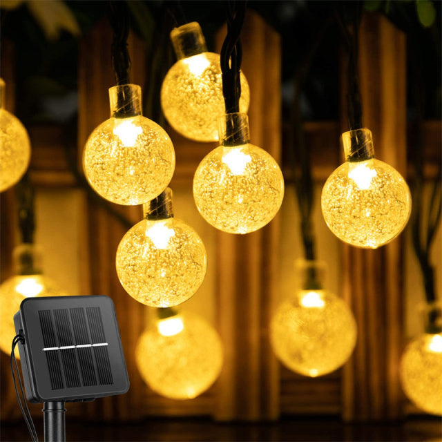 Solar String Lights Outdoor Led Crystal Globe Lights