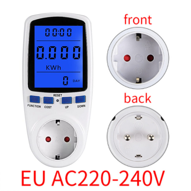 220V AC EU Digital LCD Power Meter Wattmeter Socket Power Analyzer