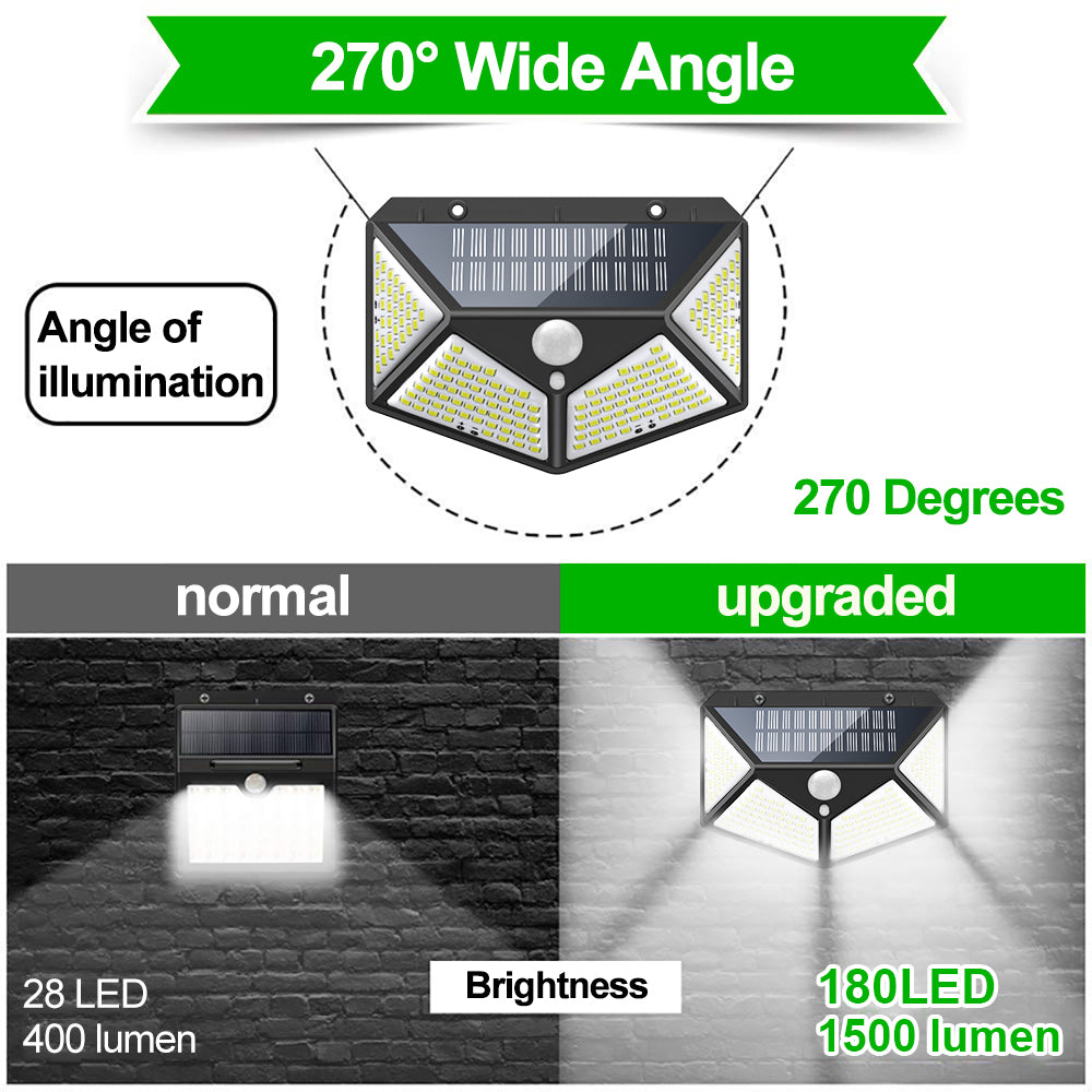 180 100 LED Solar Light Outdoor Solar Lamp with Motion Sensor Solar LED Light Waterproof