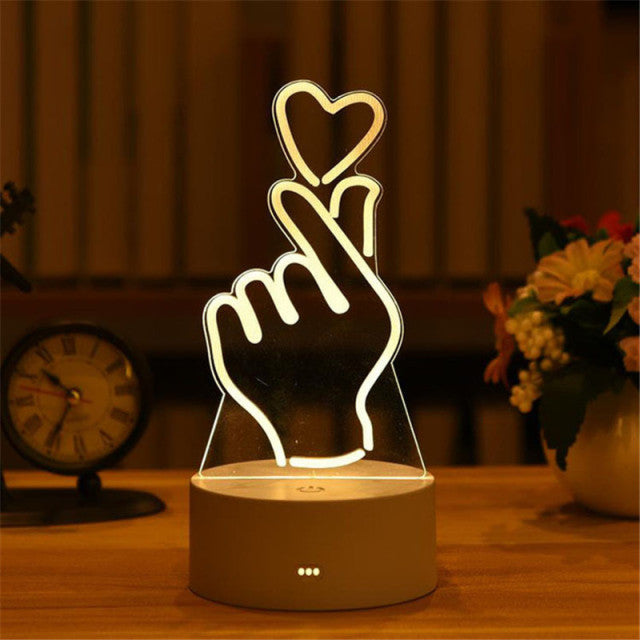 Lamp Acrylic USB LED Night Light Xmas Party Wedding Decoration Night Light Home