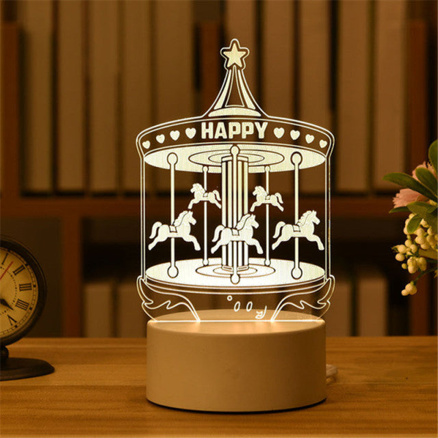 Lamp Acrylic USB LED Night Light Xmas Party Wedding Decoration Night Light Home