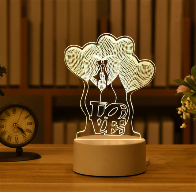 Lamp Acrylic USB LED Night Light Xmas Party Wedding Decoration Night Light Home