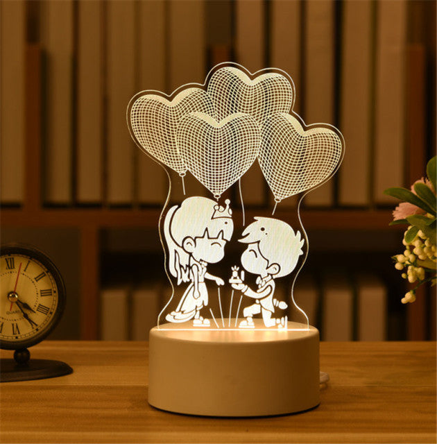 Lamp Acrylic USB LED Night Light Xmas Party Wedding Decoration Night Light Home