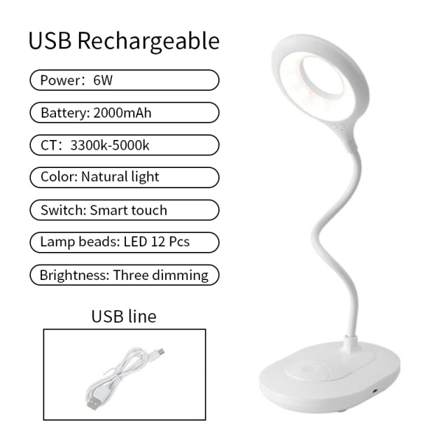 Led Desk Lamp Touch Foldable Table Lamp Bedside Reading Eye Protection Night Light