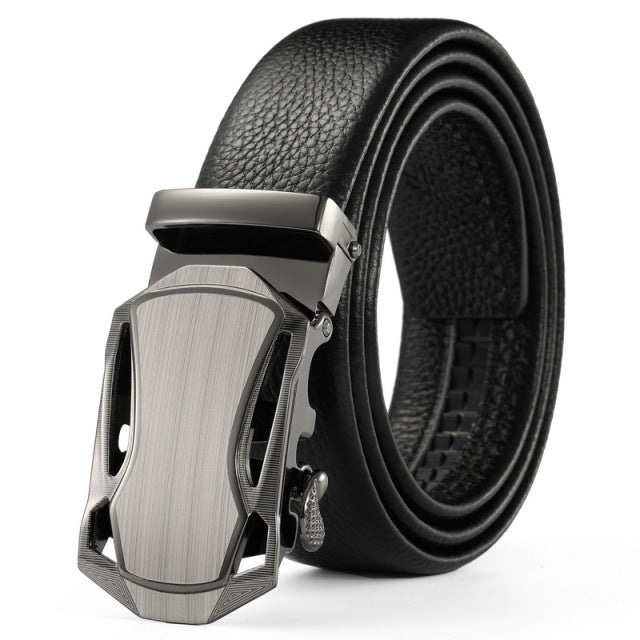 Men Belts Metal Automatic Buckle Leather Belts for Men