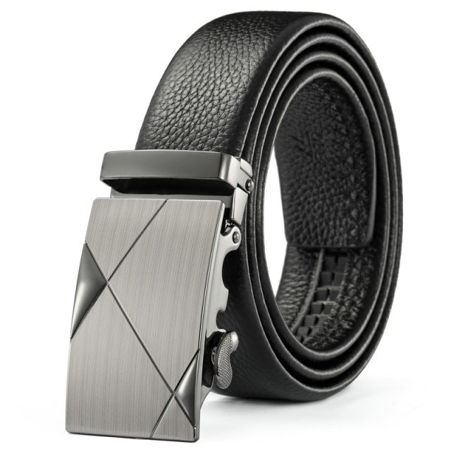 Men Belts Metal Automatic Buckle Leather Belts for Men