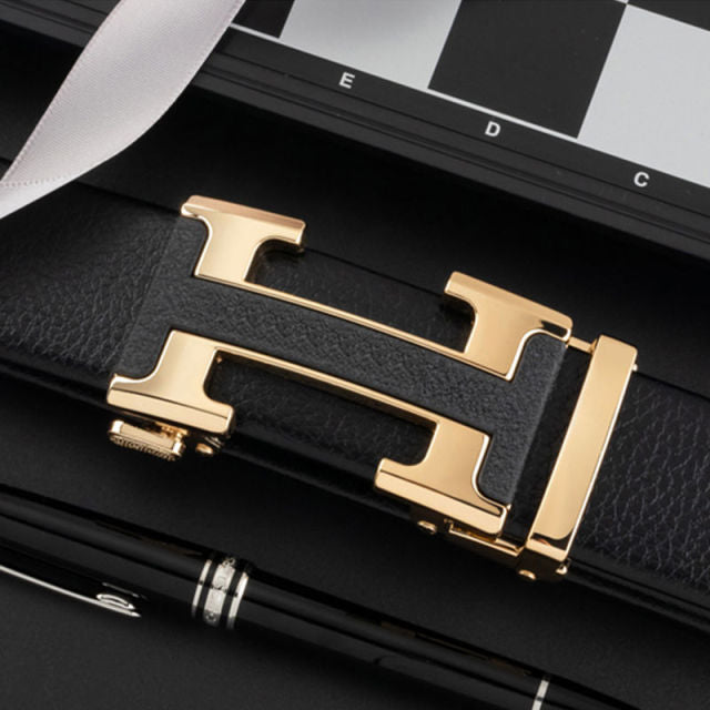 Men Belts Metal Automatic Buckle Leather Belts for Men